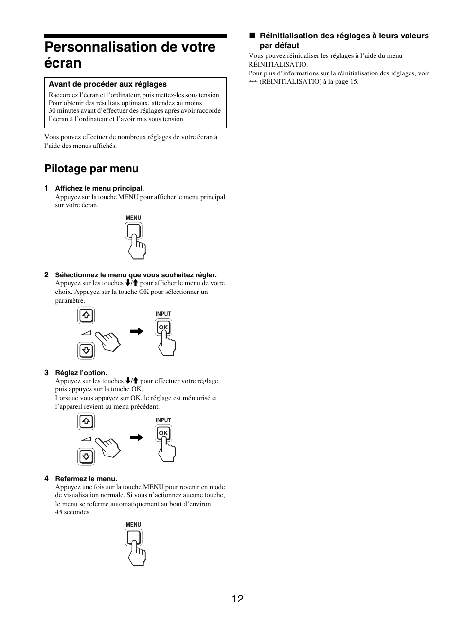 Personnalisation de votre écran, Pilotage par menu | Sony SDM-X95FB User Manual | Page 60 / 385