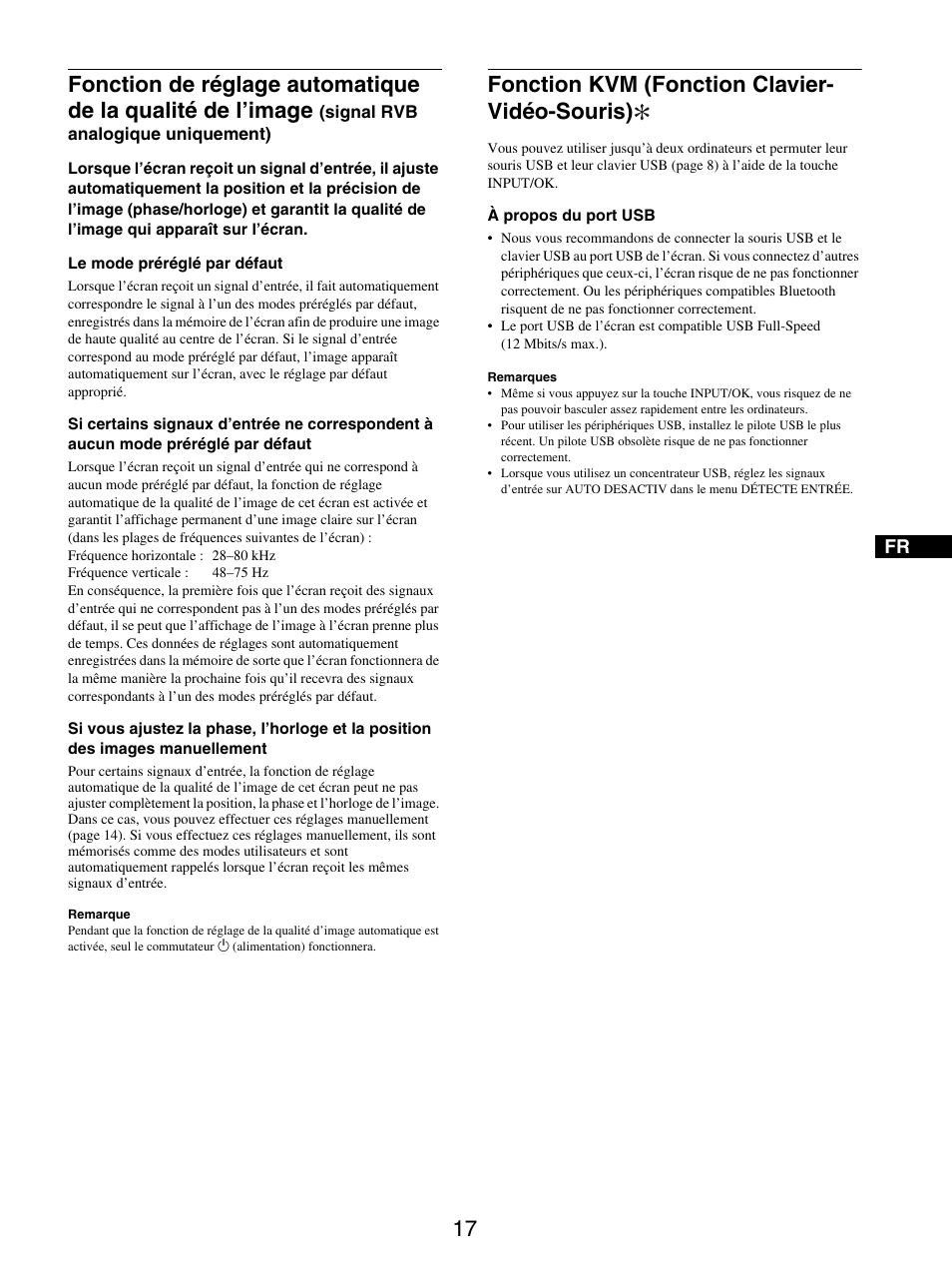 Fonction kvm (fonction clavier- vidéo-souris) | Sony SDM-X95FB User Manual | Page 65 / 385