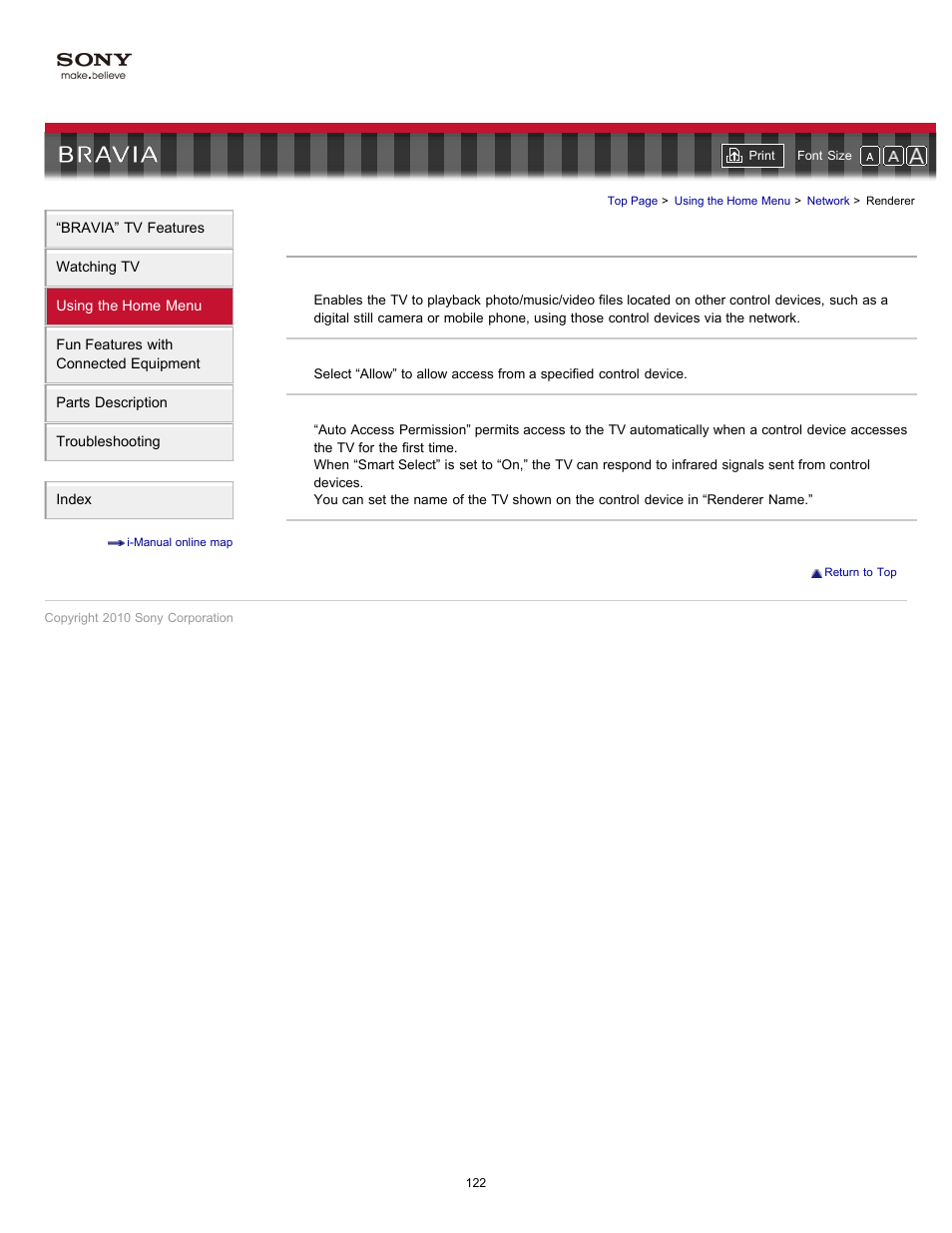 Renderer, Renderer settings | Sony KDL-55HX701 User Manual | Page 126 / 141