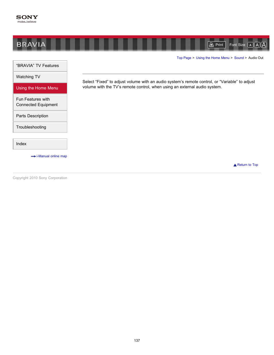 Audio out, Volume for audio system | Sony KDL-55HX701 User Manual | Page 141 / 141