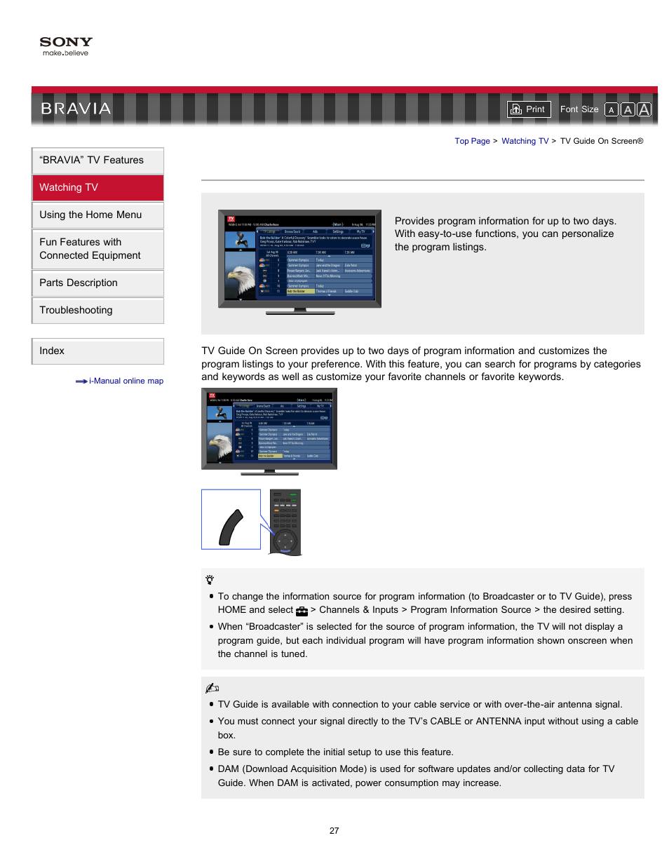 Tv guide on screen, My tv | Sony KDL-55HX701 User Manual | Page 31 / 141