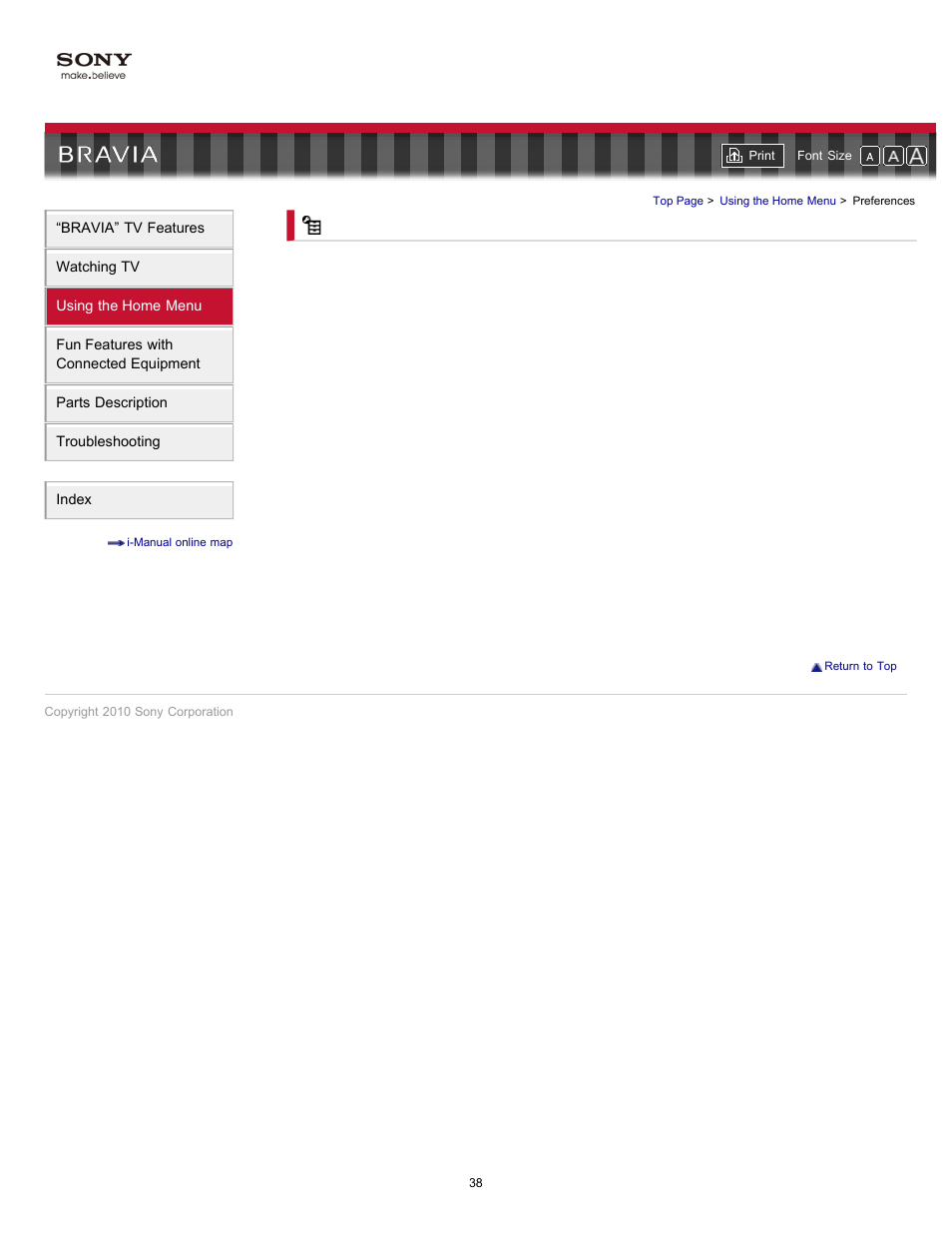 Preferences | Sony KDL-55HX701 User Manual | Page 42 / 141