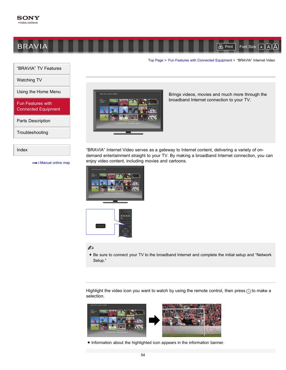 Bravia” internet video | Sony KDL-55HX701 User Manual | Page 58 / 141