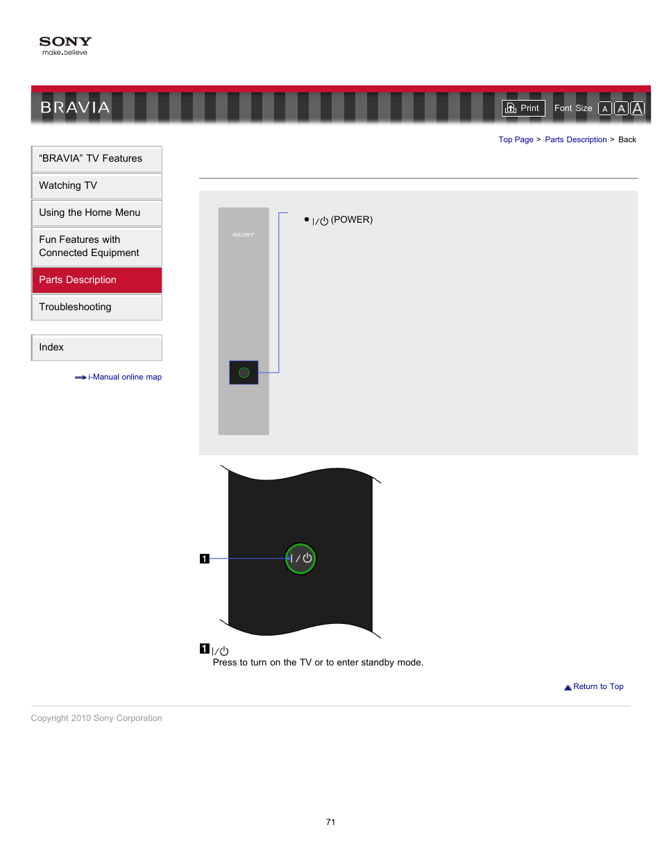 Back, Remote control buttons (back part) | Sony KDL-55HX701 User Manual | Page 75 / 141