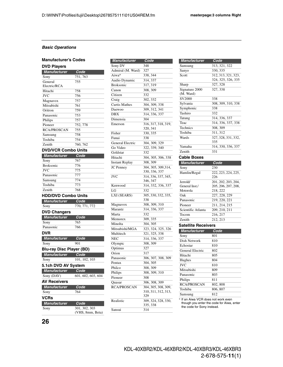 Sony KDL-40XBR3 User Manual | Page 26 / 56