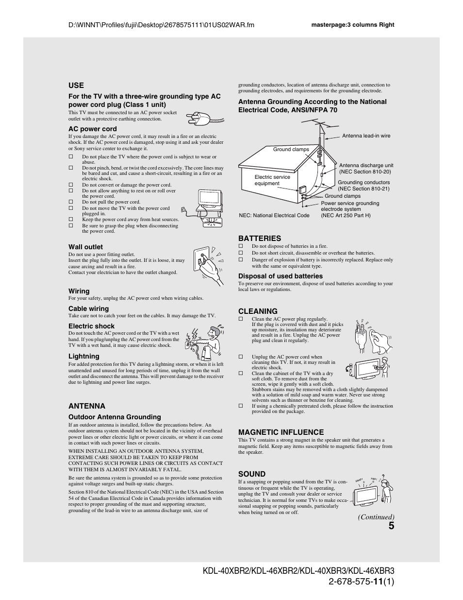 Sony KDL-40XBR3 User Manual | Page 5 / 56