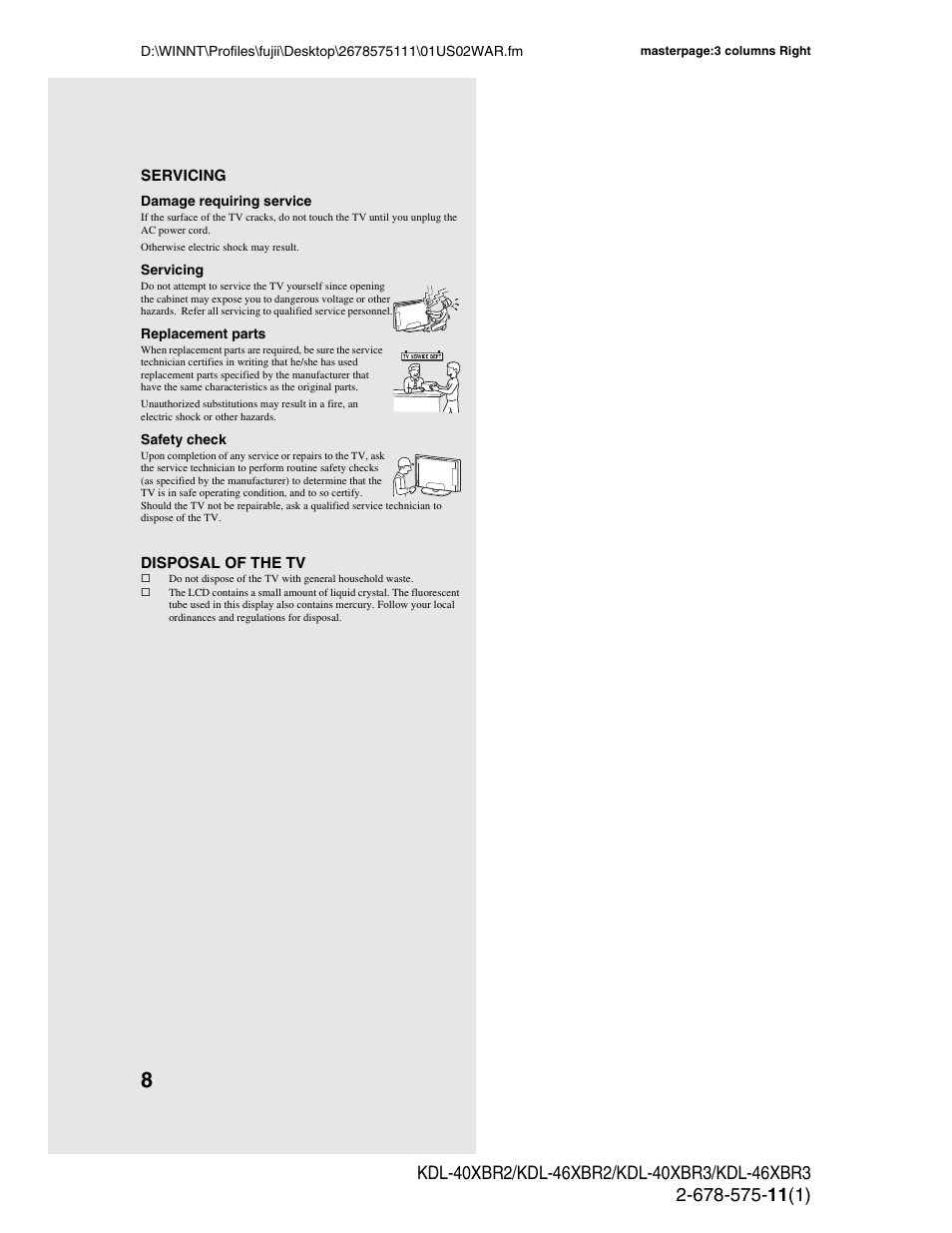 Sony KDL-40XBR3 User Manual | Page 8 / 56