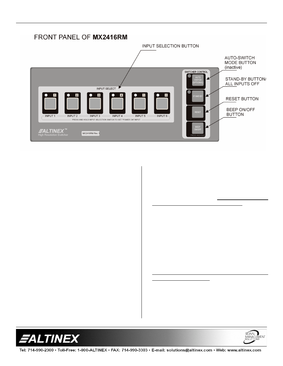 Switchers | Altinex MX2414RM User Manual | Page 6 / 14