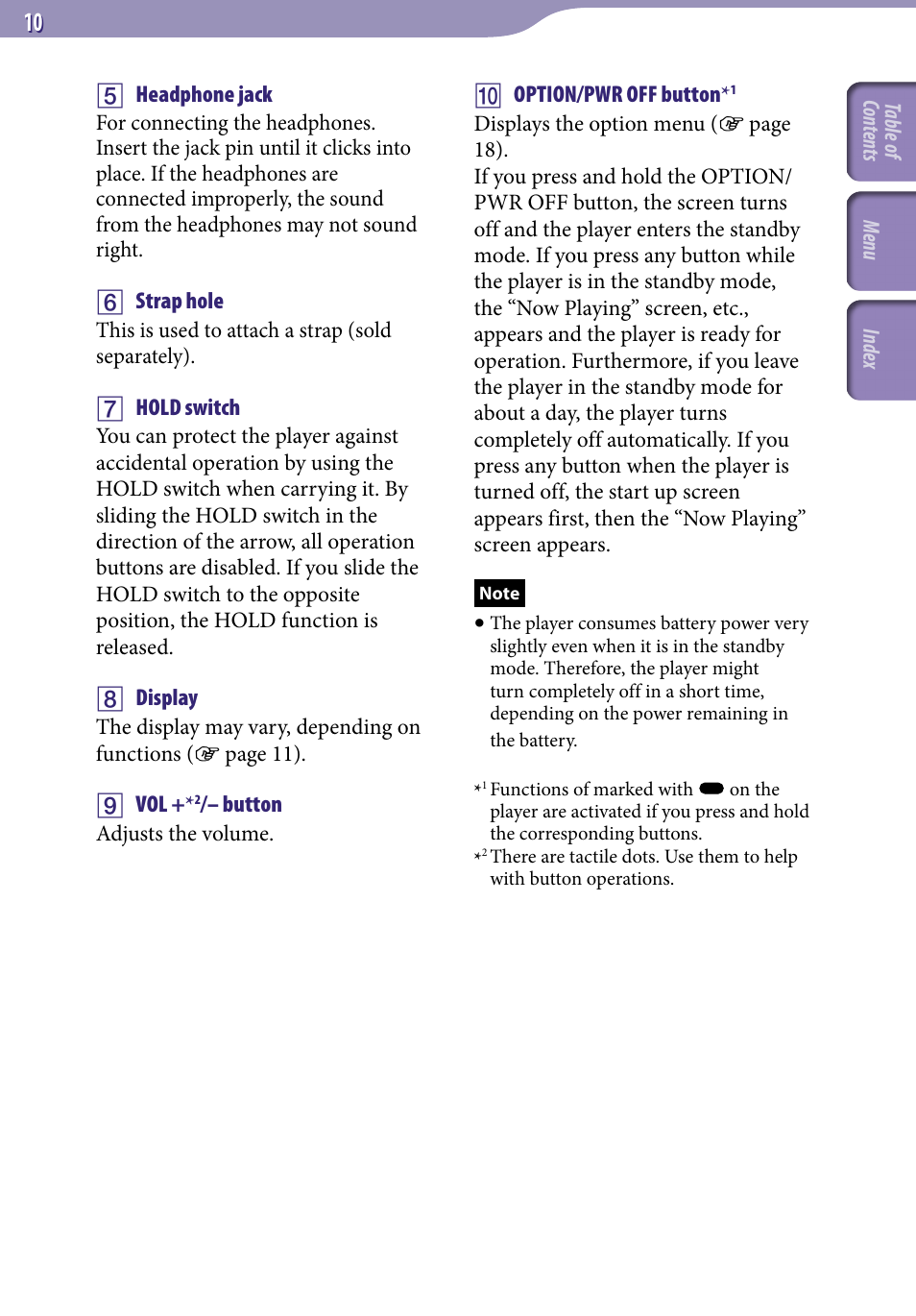 Sony NWZ-S616FSLV User Manual | Page 10 / 134