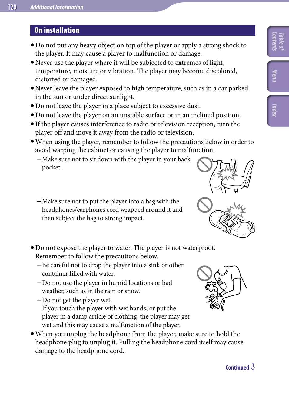 On installation | Sony NWZ-S616FSLV User Manual | Page 120 / 134