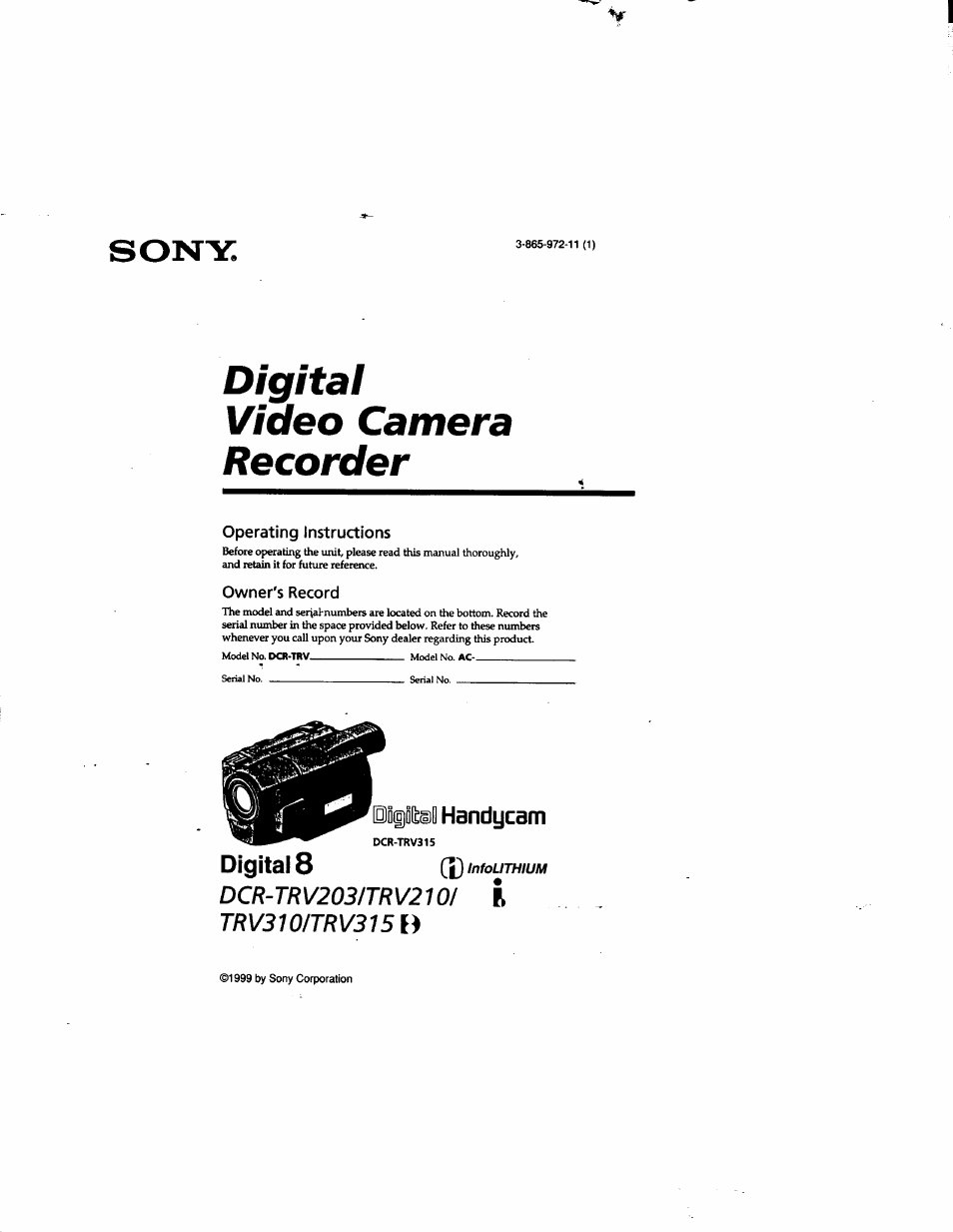 Sony DCR-TRV315 User Manual | 84 pages