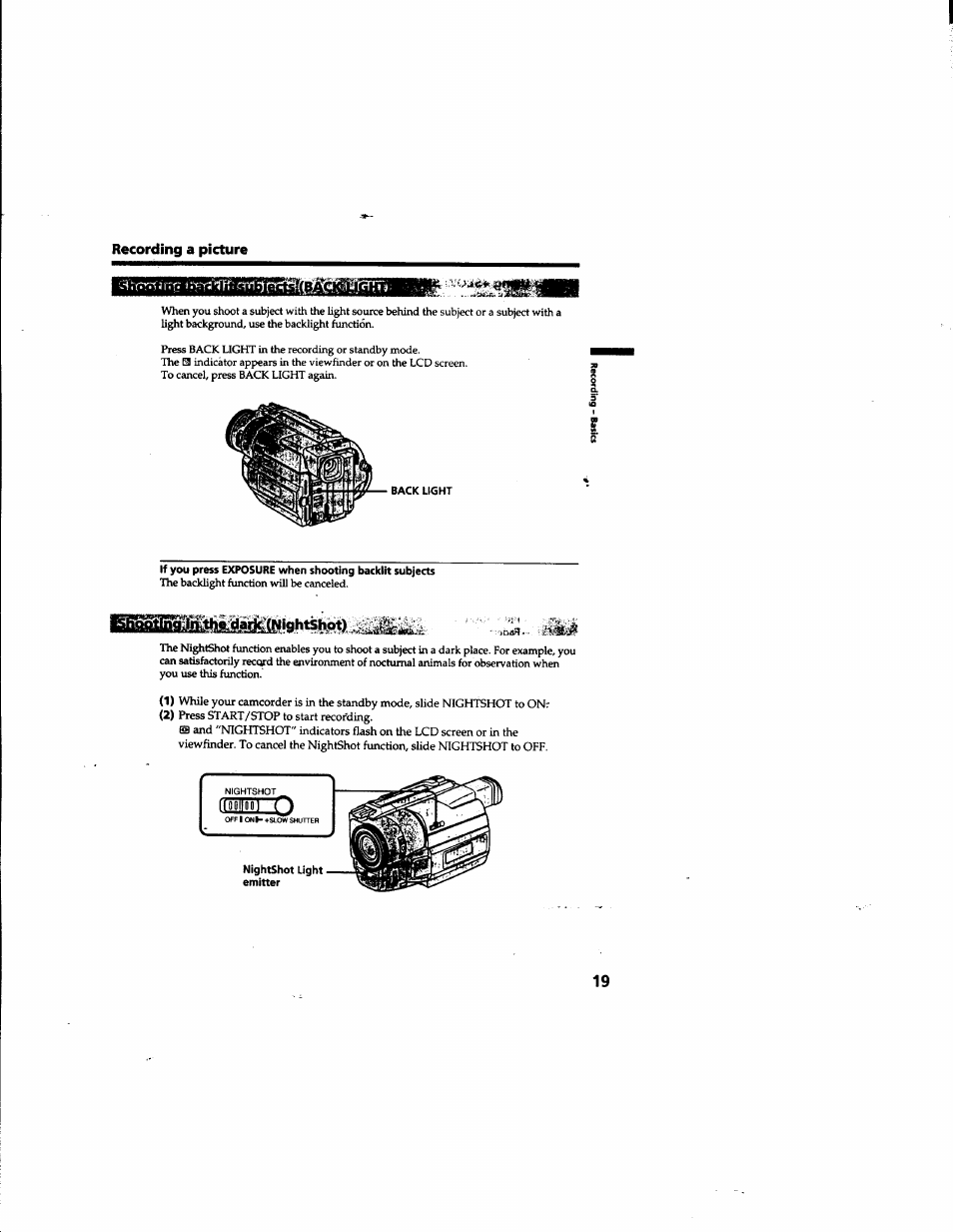 E^jgmtiamkwightshot) | Sony DCR-TRV315 User Manual | Page 19 / 84