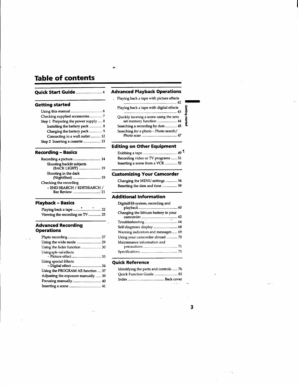 Sony DCR-TRV315 User Manual | Page 3 / 84