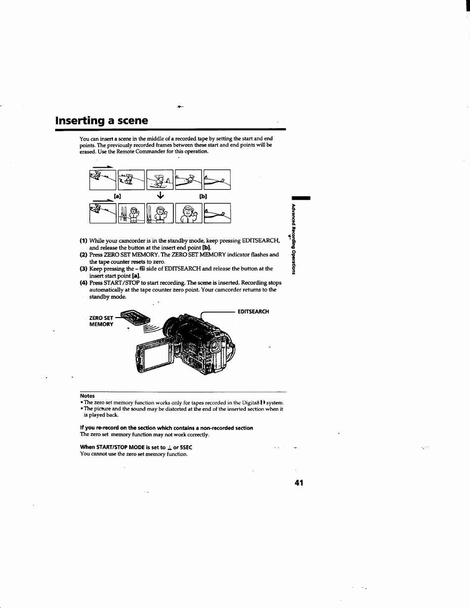 Inserting a scene | Sony DCR-TRV315 User Manual | Page 41 / 84