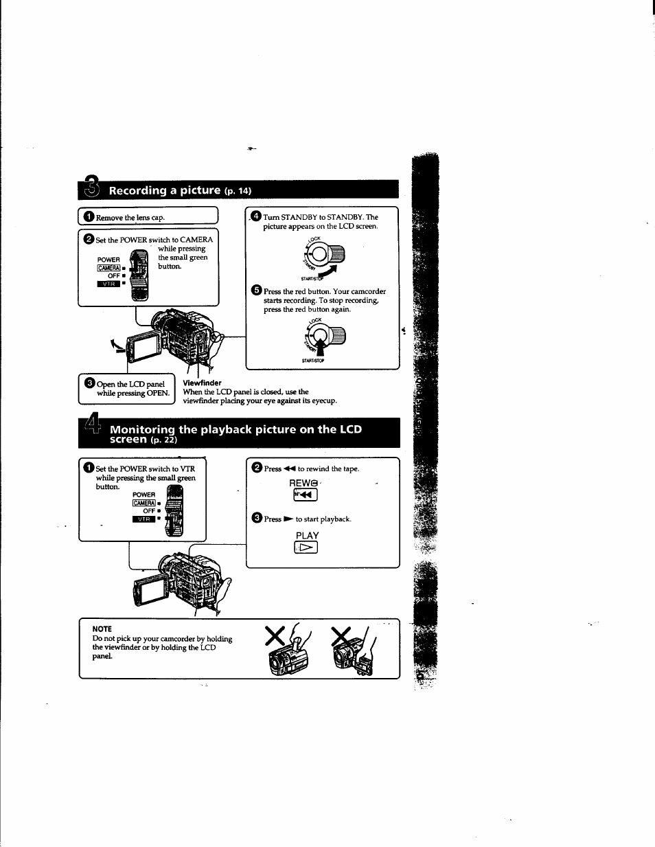 Viewfinder, Note, Recording a picture (p. i | Sony DCR-TRV315 User Manual | Page 5 / 84