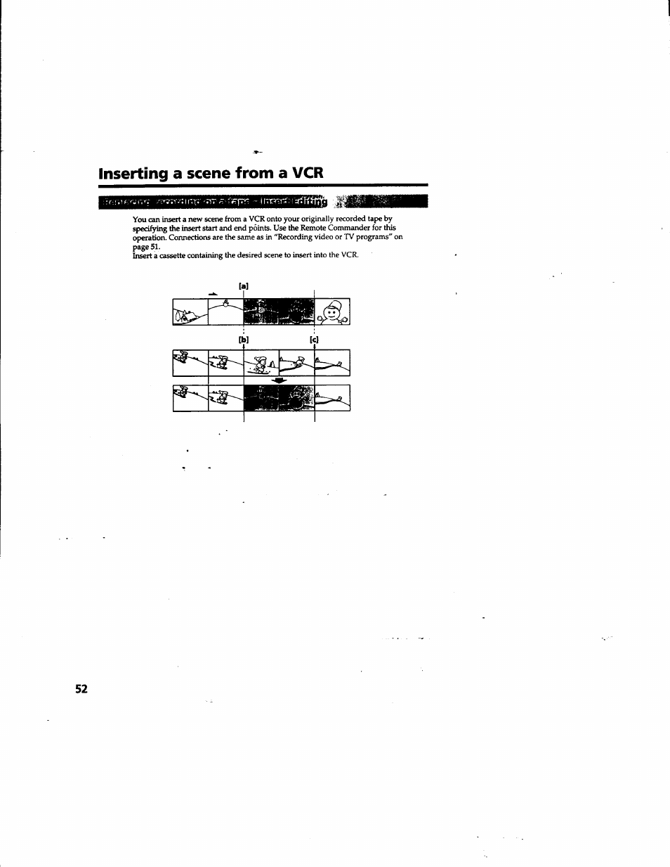 Inserting a scene from a vcr | Sony DCR-TRV315 User Manual | Page 52 / 84