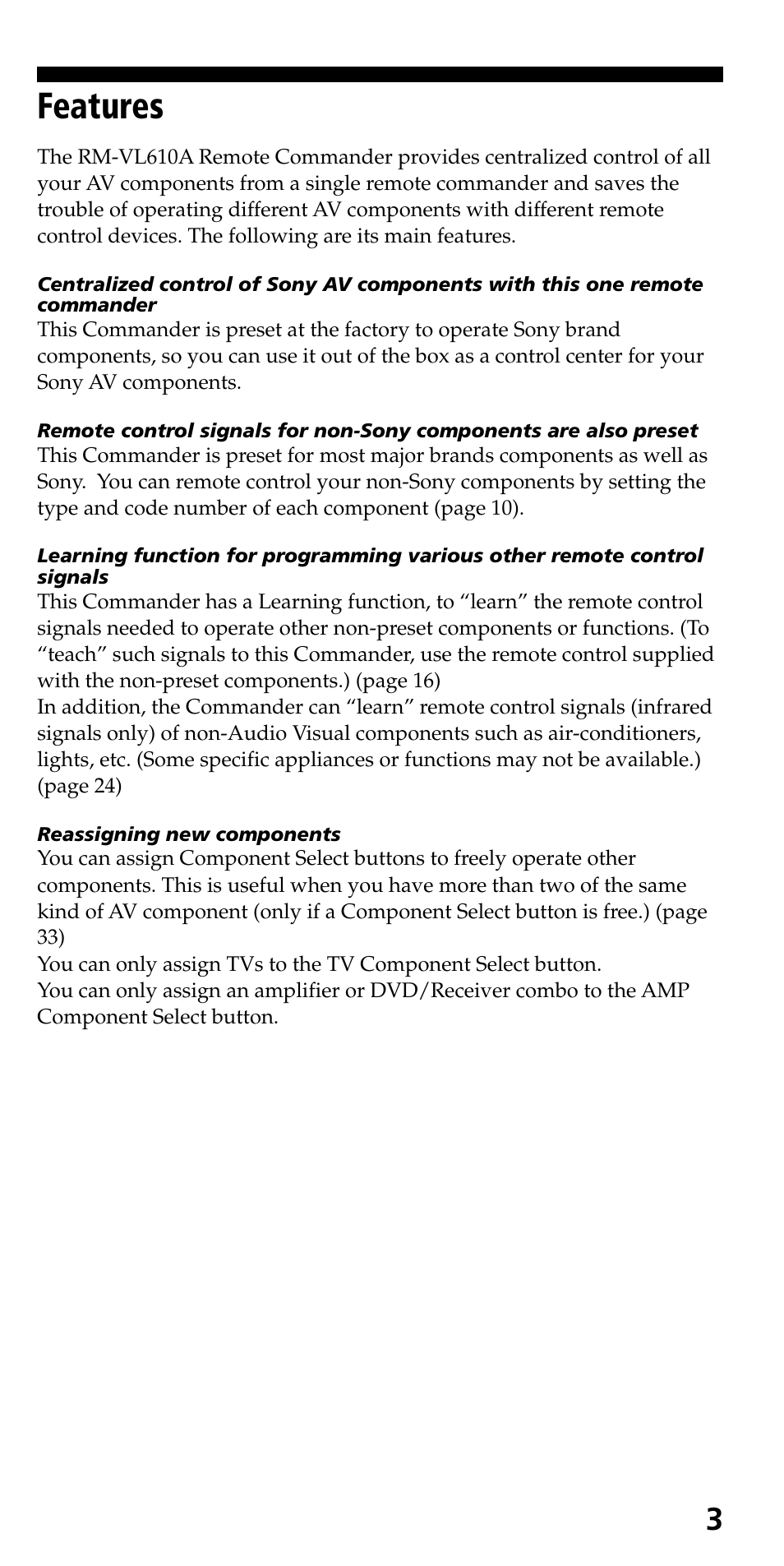 Features | Sony KLV-40ZX1M User Manual | Page 3 / 52