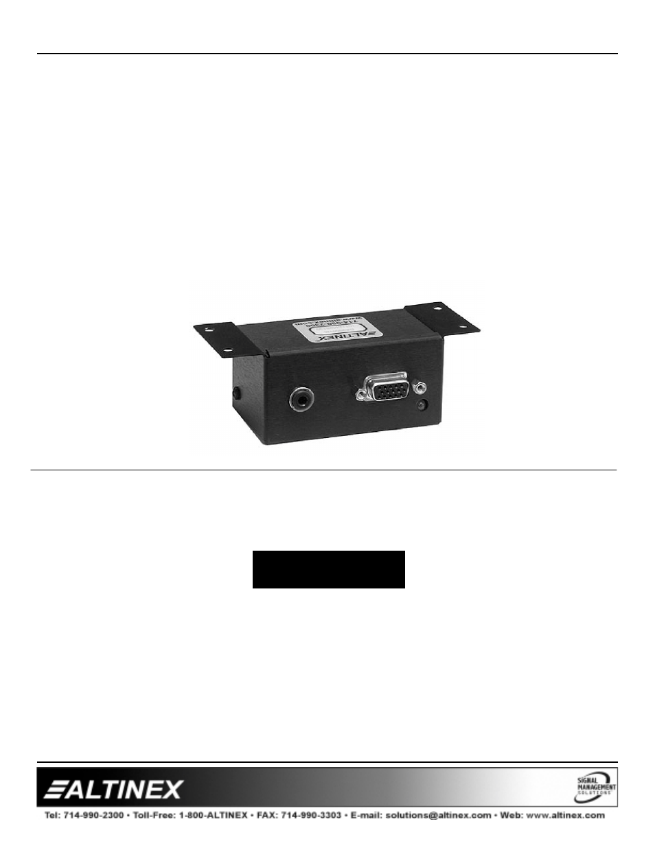 Altinex Table Mount Computer Video + Audio Line Driver DA2000TM User Manual | 9 pages