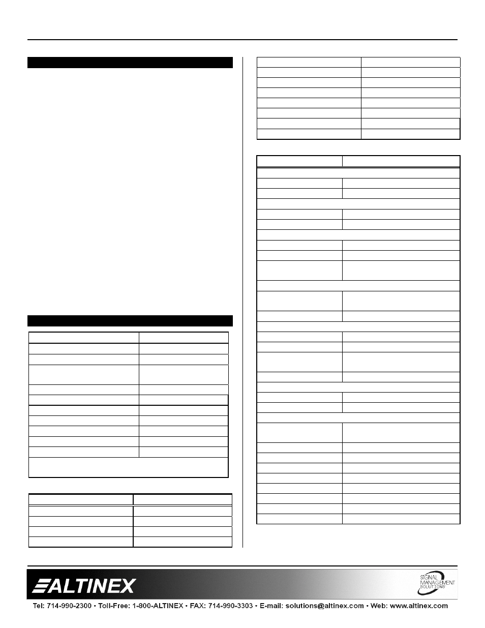 About your da2000tm, Technical specification, Line drivers | Altinex Table Mount Computer Video + Audio Line Driver DA2000TM User Manual | Page 4 / 9