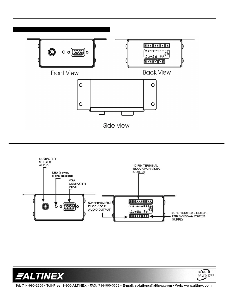 Line drivers | Altinex Table Mount Computer Video + Audio Line Driver DA2000TM User Manual | Page 5 / 9