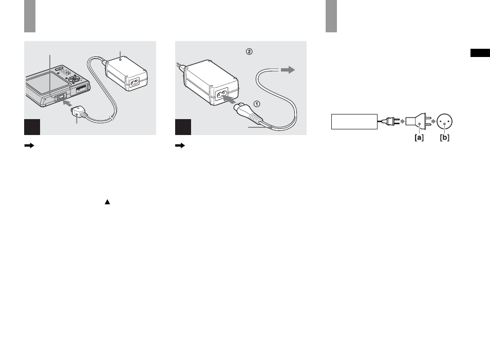 Using the ac adaptor, Using your camera abroad, Using the ac adaptor using your camera abroad | Sony DSC-T1 User Manual | Page 15 / 120