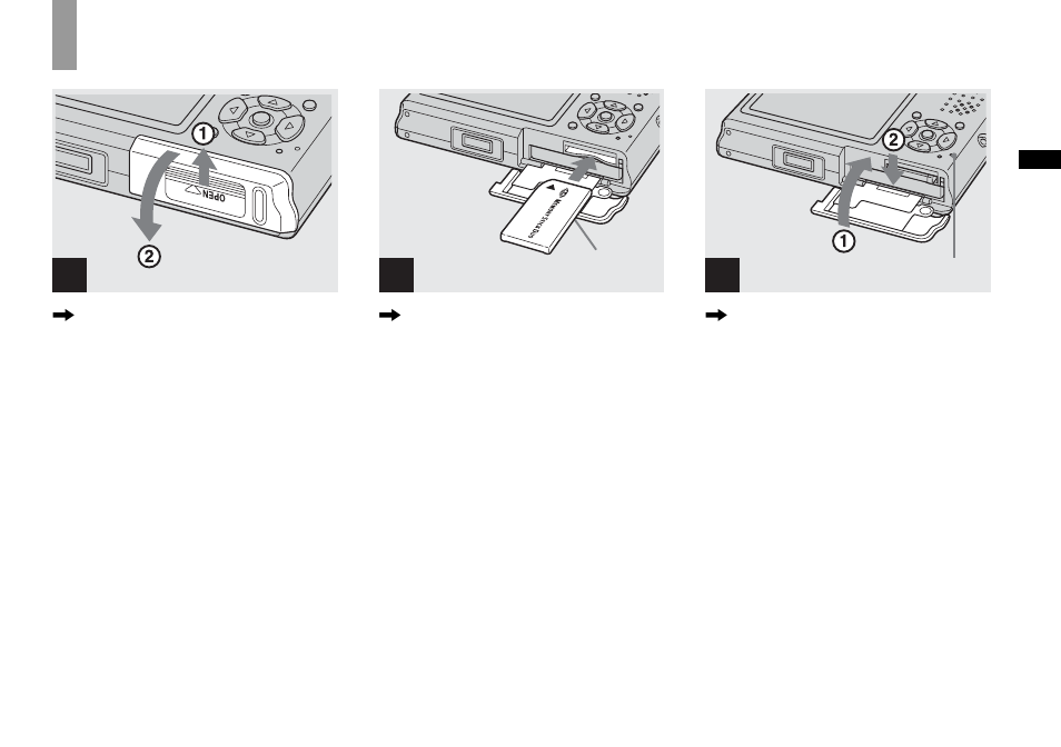 Shooting still images, Inserting and removing a “memory stick duo, Inserting and removing a “memory stick | Sony DSC-T1 User Manual | Page 19 / 120