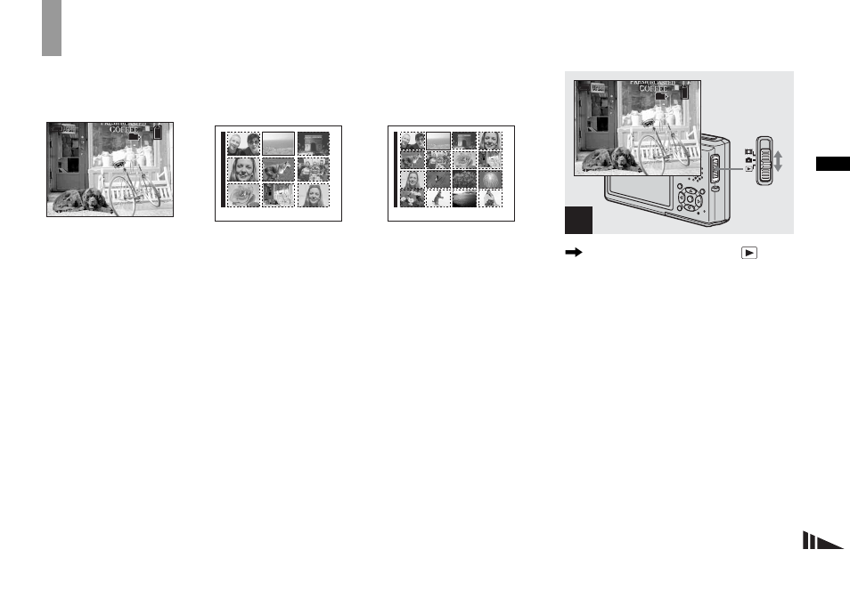 Viewing still images, Viewing images on the lcd screen of your camera, Viewing images on the lcd screen of your | Camera, Viewing single images, Set the mode switch to , and turn on the power | Sony DSC-T1 User Manual | Page 35 / 120