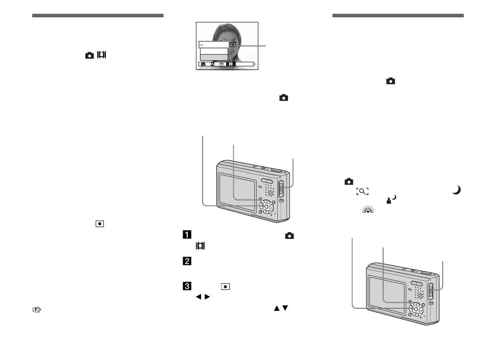 Selecting the metering mode, Shooting three images with the exposure shifted, Shifted — exposure bracket | Nd 52) | Sony DSC-T1 User Manual | Page 52 / 120