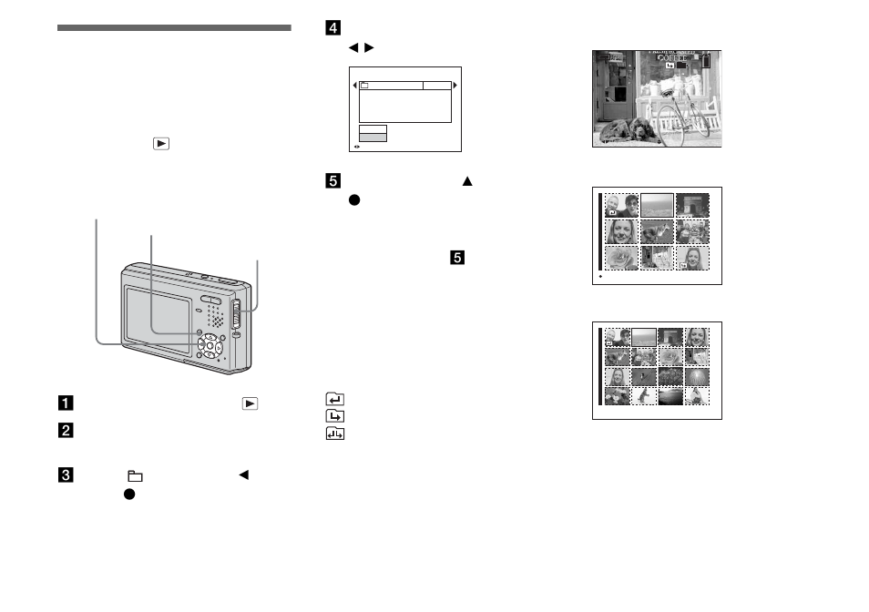 Advanced still image viewing, Selecting the folder and playing back images, Selecting the folder and playing back | Images — folder, Folder | Sony DSC-T1 User Manual | Page 60 / 120