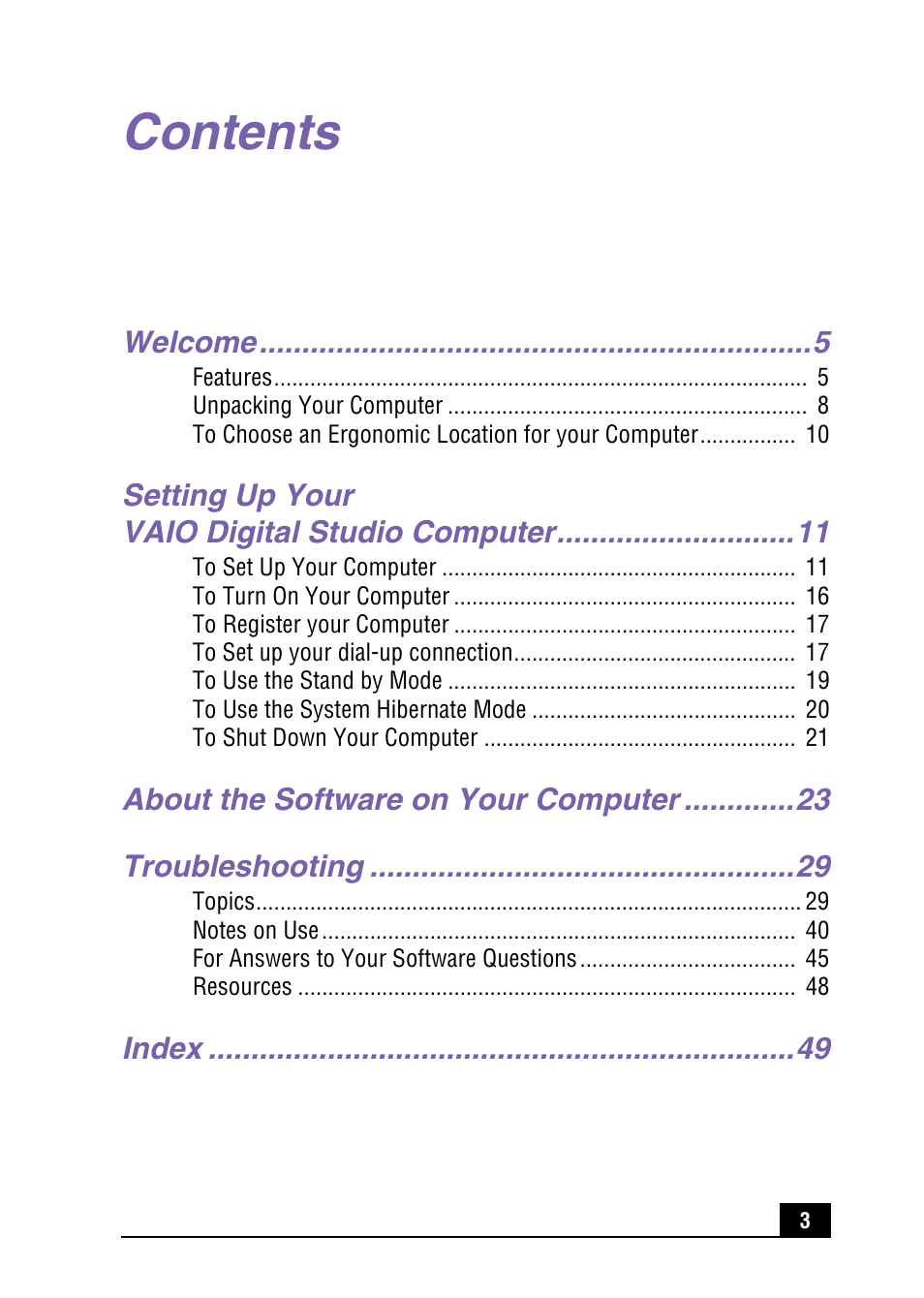 Sony PCV-RX571 User Manual | Page 3 / 56