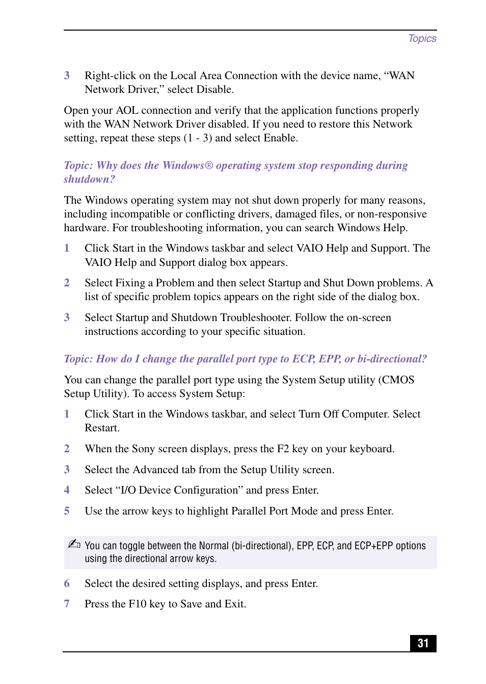 Sony PCV-RX571 User Manual | Page 31 / 56