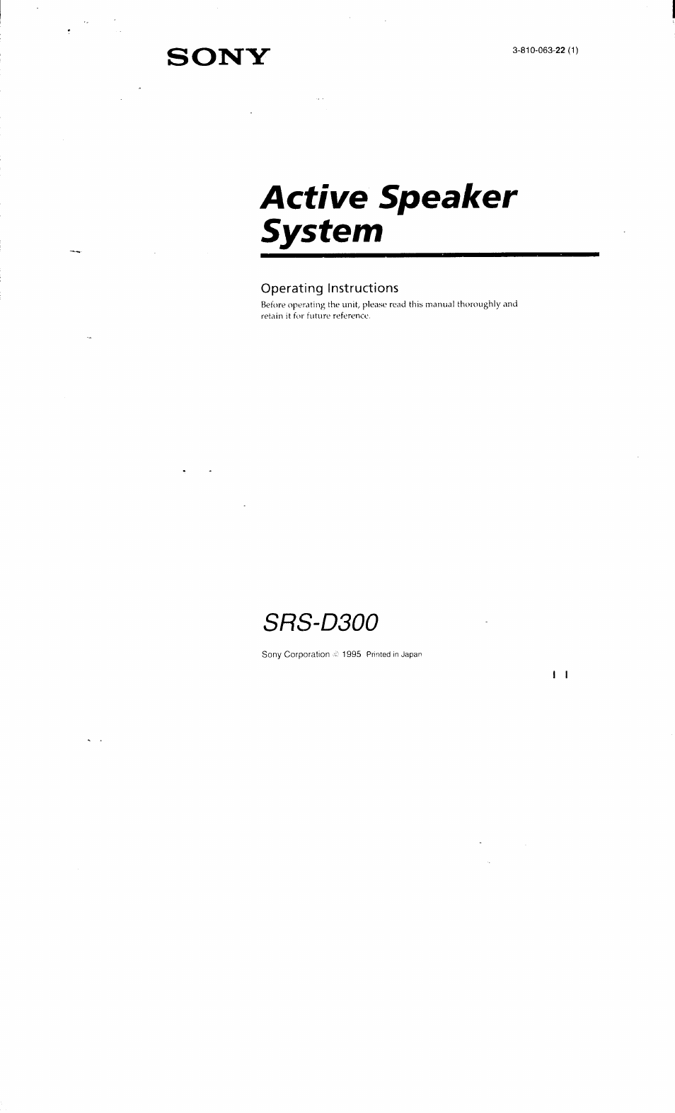 Sony SRS-D300 User Manual | 8 pages