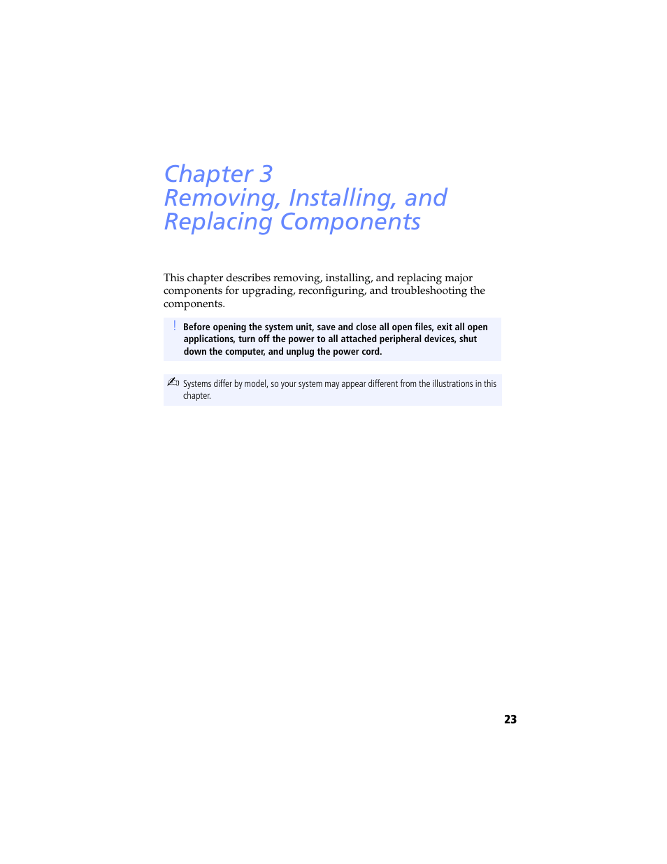 Removing, installing, and replacing components | Sony PCV-RX640 User Manual | Page 35 / 92