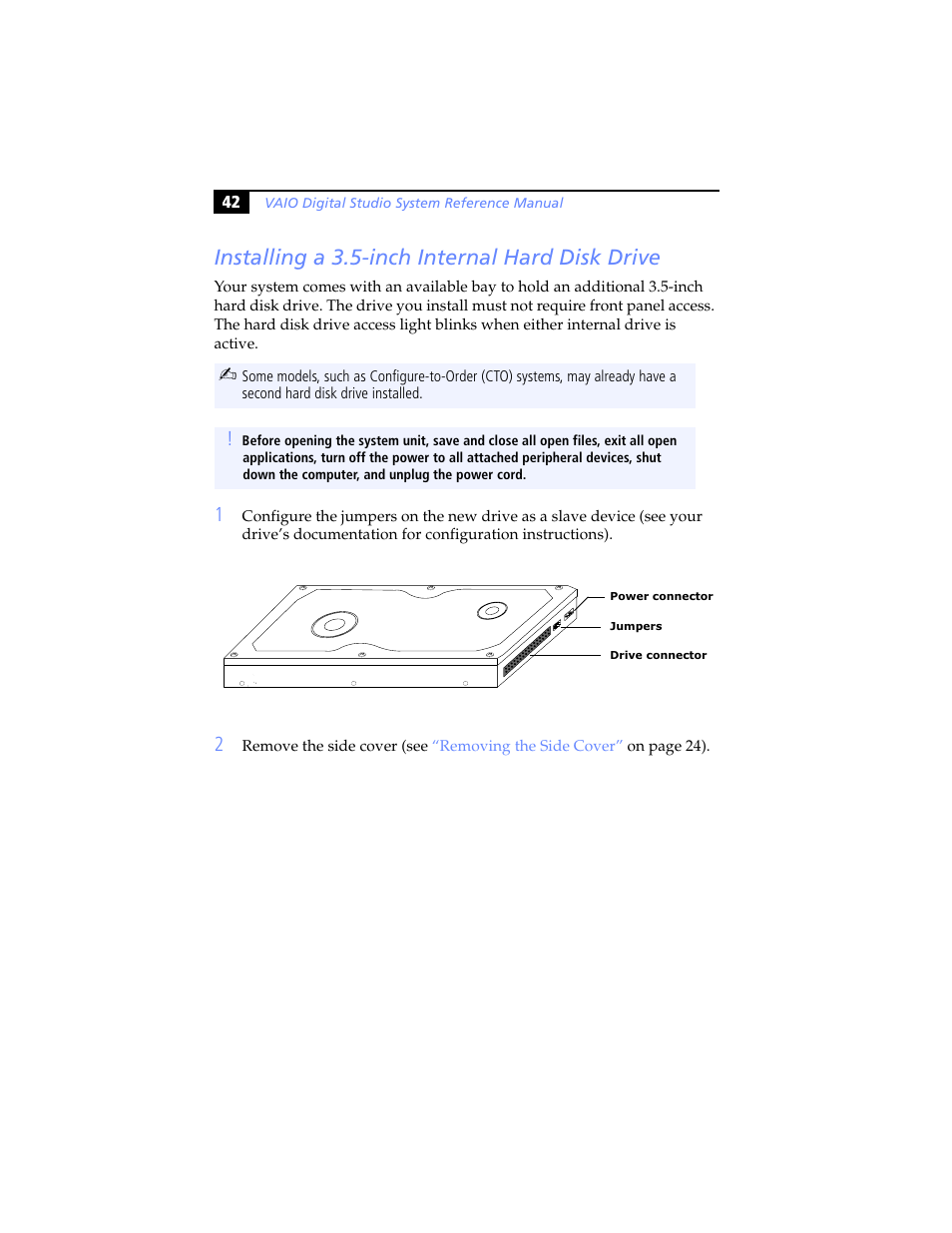 Installing a 3.5-inch internal hard disk drive | Sony PCV-RX640 User Manual | Page 54 / 92