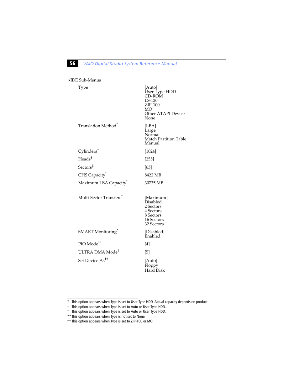 Ide sub-menus | Sony PCV-RX640 User Manual | Page 68 / 92