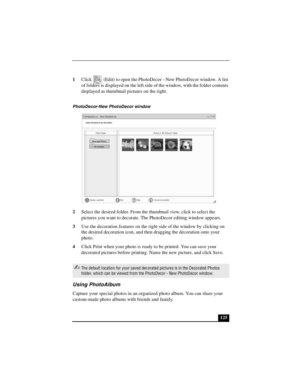 Using photoalbum | Sony PCG-GR390K User Manual | Page 125 / 217