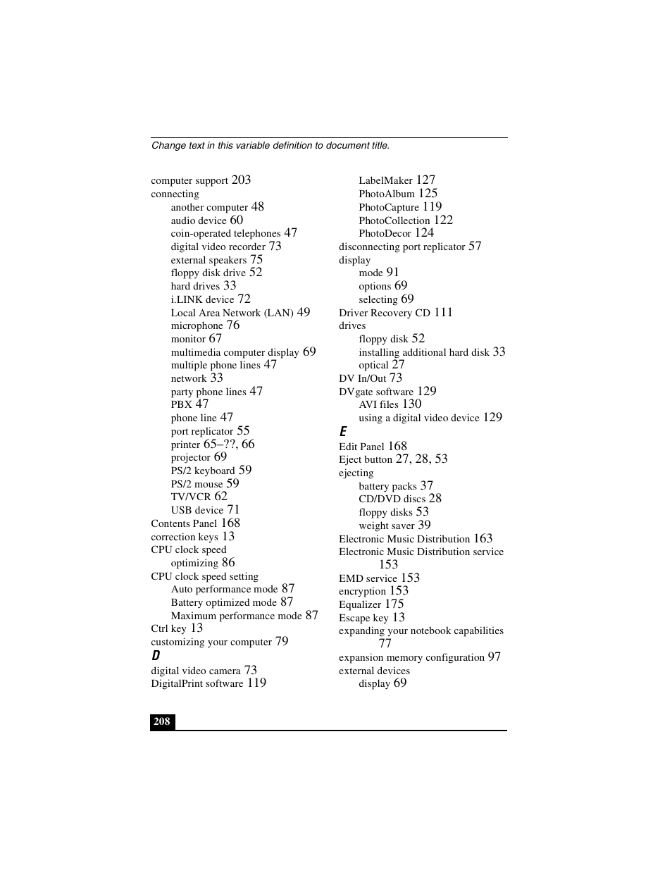 Sony PCG-GR390K User Manual | Page 208 / 217