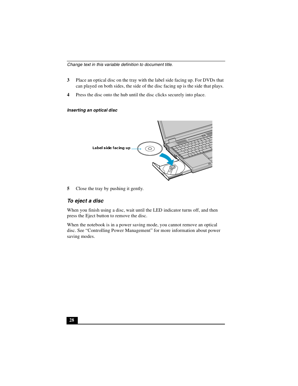 To eject a disc | Sony PCG-GR390K User Manual | Page 28 / 217