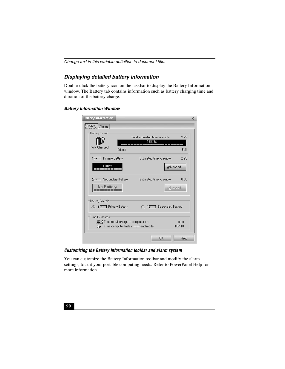 Displaying detailed battery information | Sony PCG-GR390K User Manual | Page 90 / 217