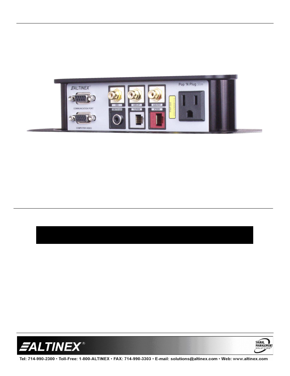 Altinex Pop `N Plug PNP350 User Manual | 11 pages