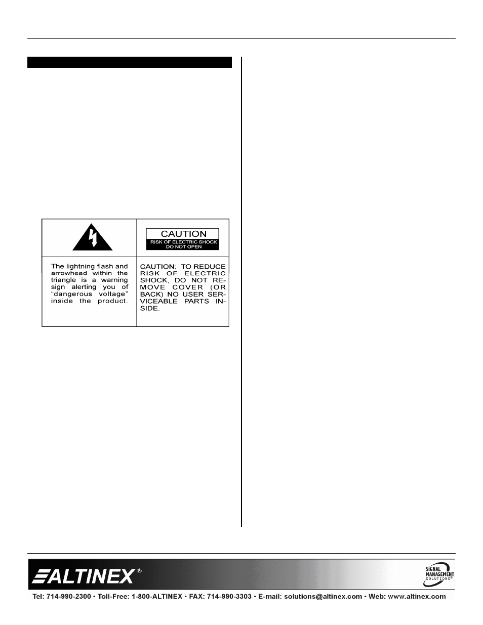 Precautions / safety warnings, 1 general, 2 handling | 3 cleaning, 4 fcc notice, Tabletop solutions | Altinex Pop `N Plug PNP350 User Manual | Page 3 / 11