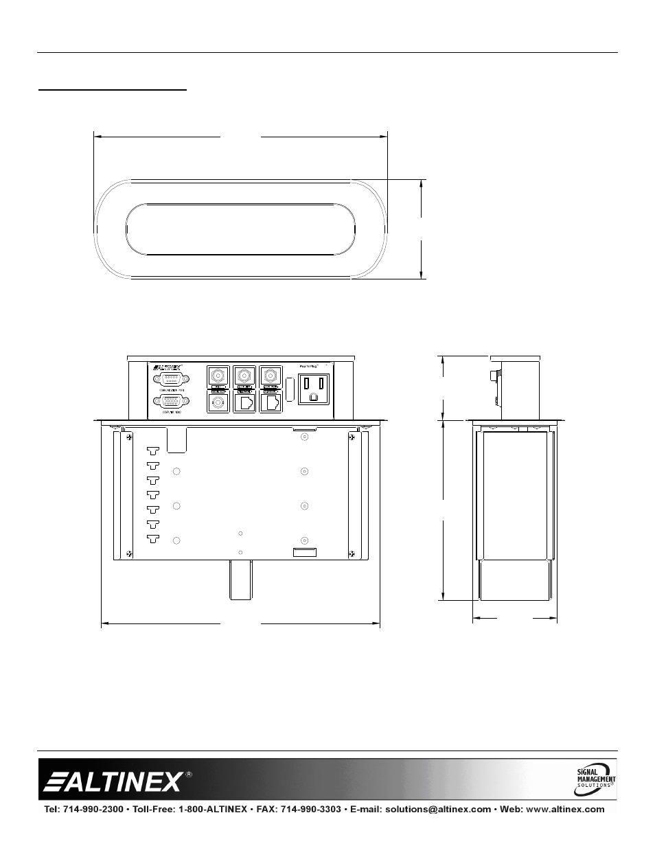 Diagram 2: dimensions, Tabletop solutions | Altinex Pop `N Plug PNP350 User Manual | Page 7 / 11