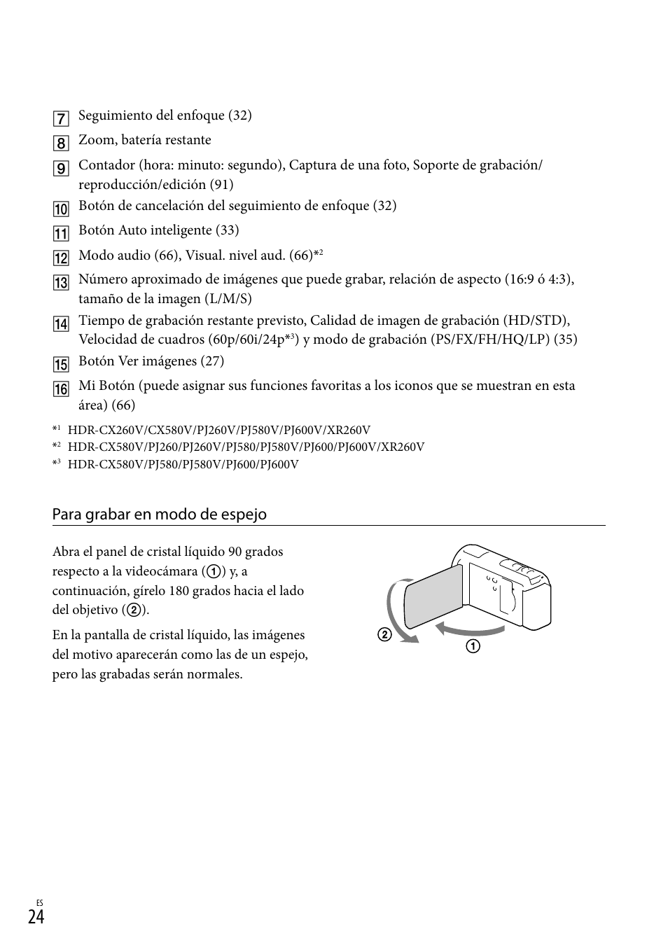 Para grabar en modo de espejo | Sony HDR-XR260V User Manual | Page 118 / 191