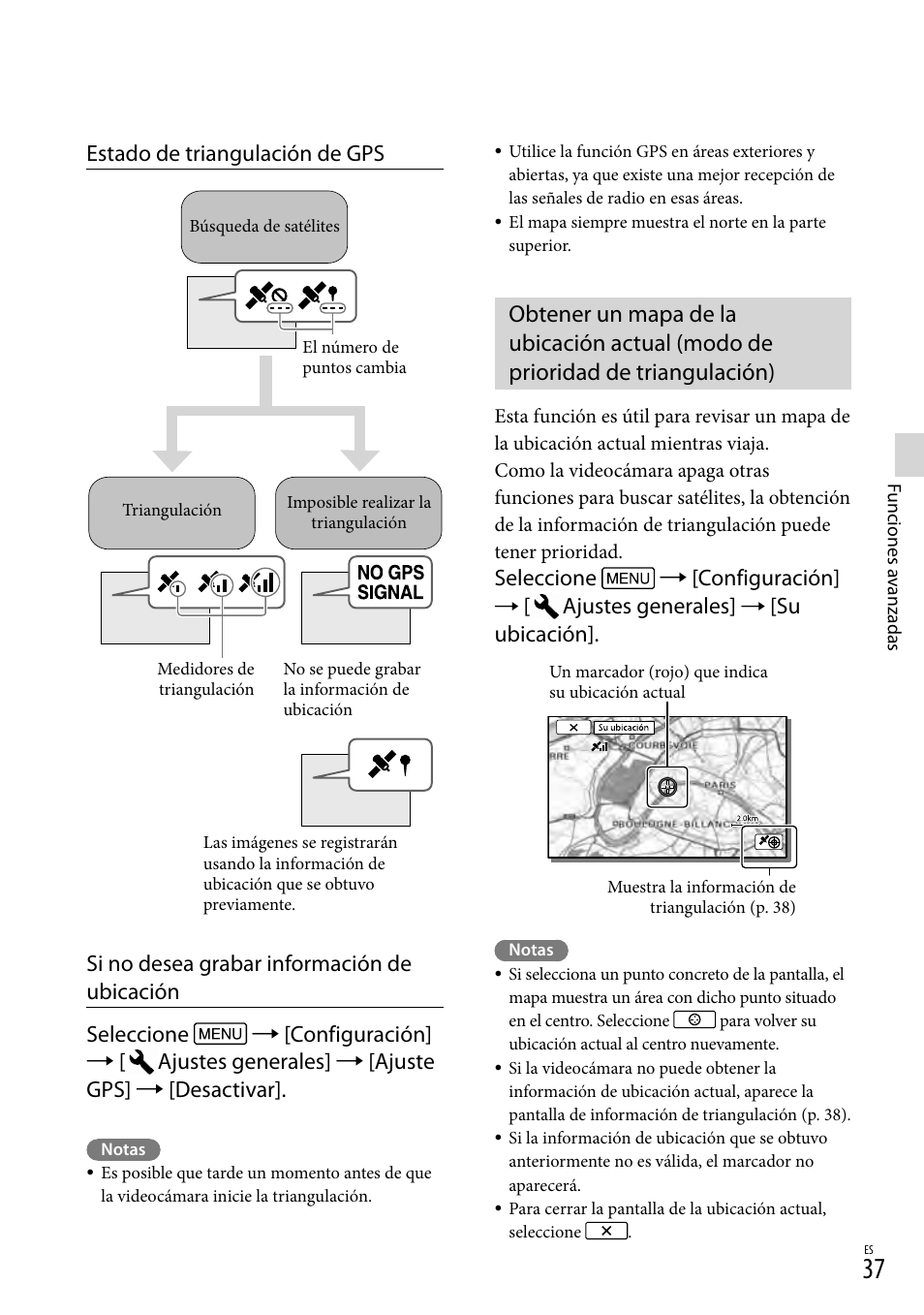 Triangulación), Seleccione  [configuración, Ajustes generales | Su ubicación | Sony HDR-XR260V User Manual | Page 131 / 191