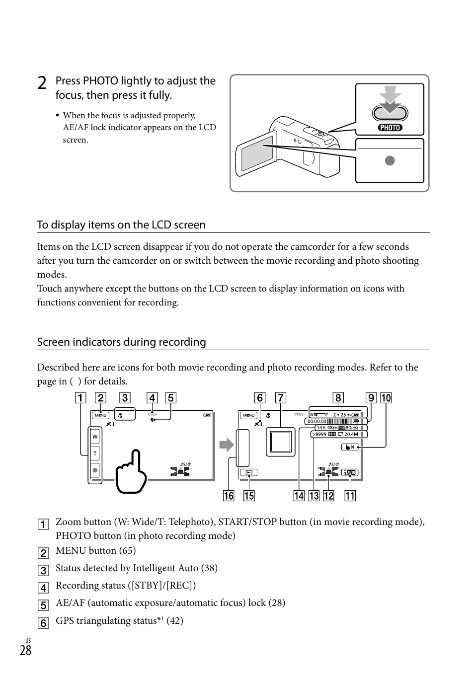 On (28), R (28) | Sony HDR-XR260V User Manual | Page 28 / 191