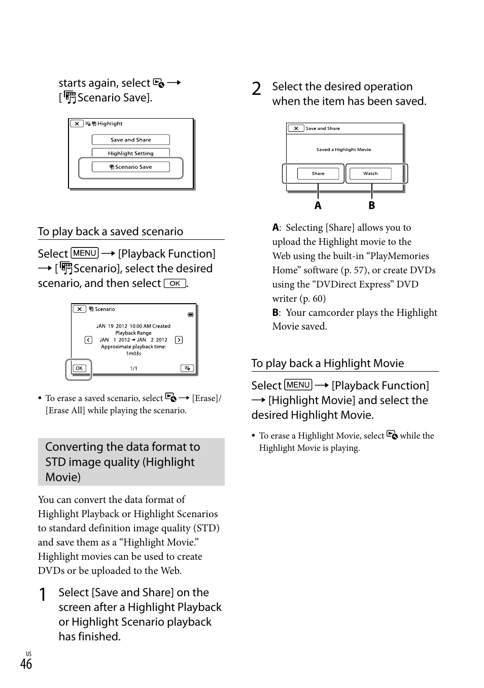 Sony HDR-XR260V User Manual | Page 46 / 191