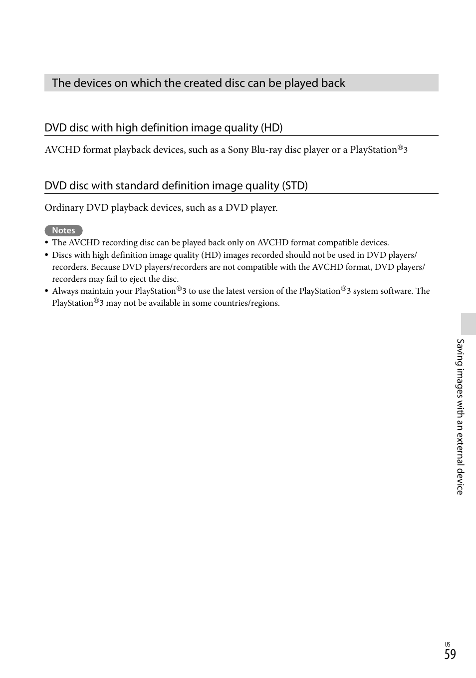Dvd disc with high definition image quality (hd) | Sony HDR-XR260V User Manual | Page 59 / 191