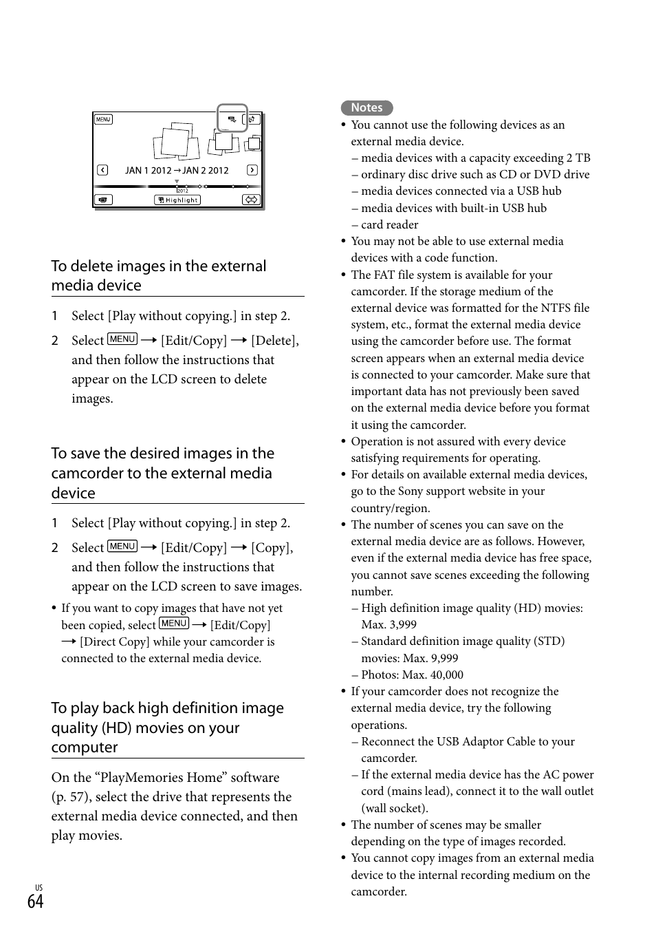 Sony HDR-XR260V User Manual | Page 64 / 191