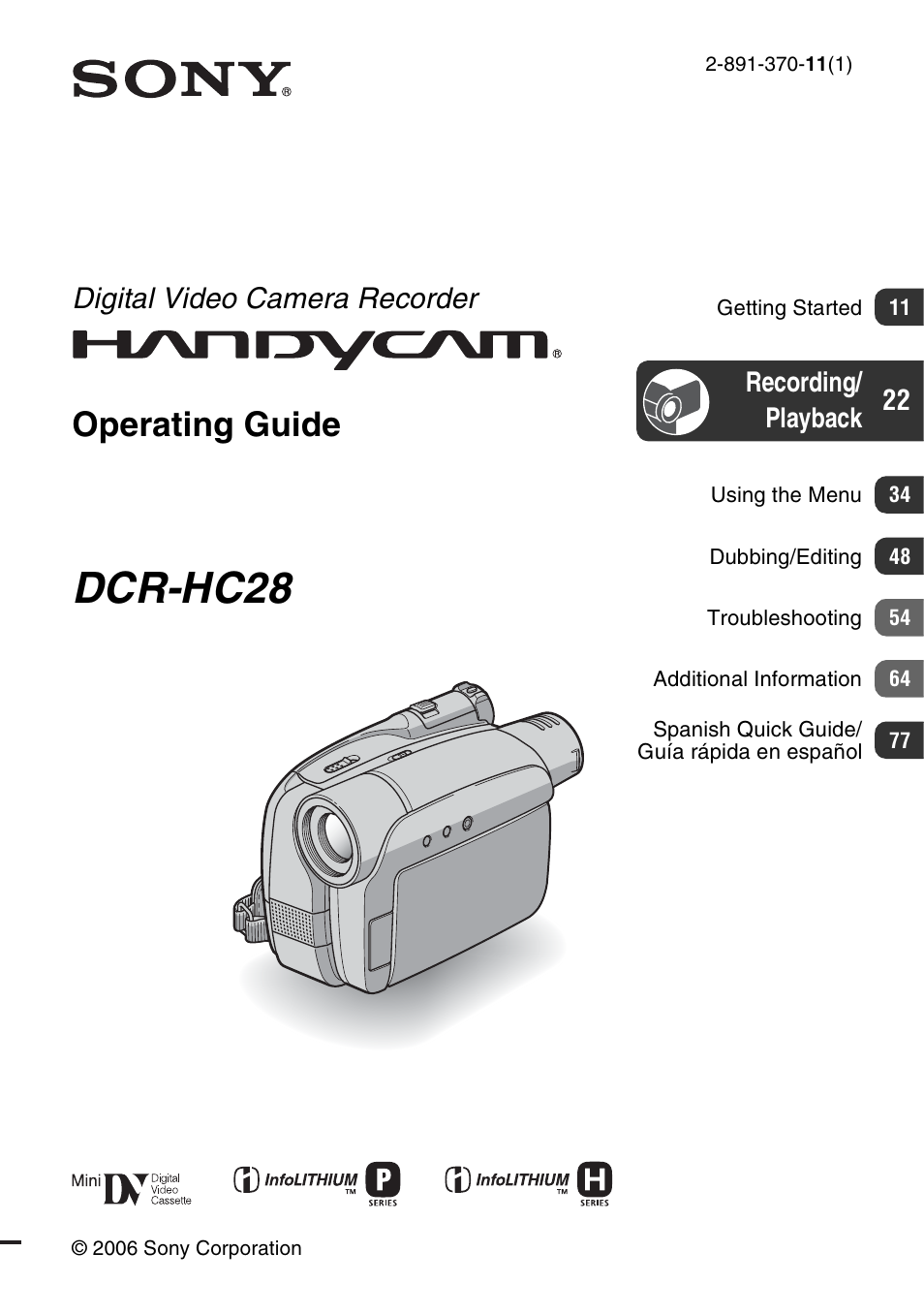 Sony DCR-HC28 User Manual | 92 pages