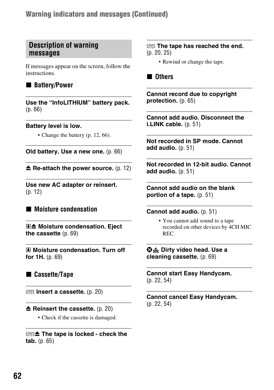 Sony DCR-HC28 User Manual | Page 62 / 92